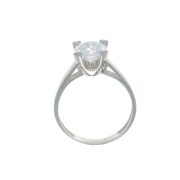 Anello oro bianco solitario con zircone