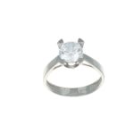 Anello oro bianco solitario con zircone