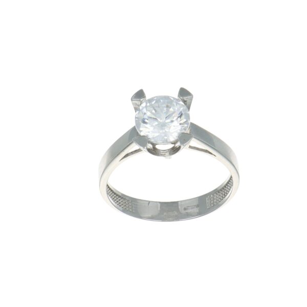 Anello oro bianco solitario con zircone
