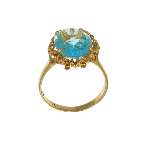 Anello oro giallo con zircone celeste