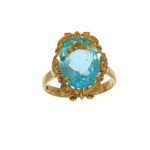 Anello oro giallo con zircone celeste
