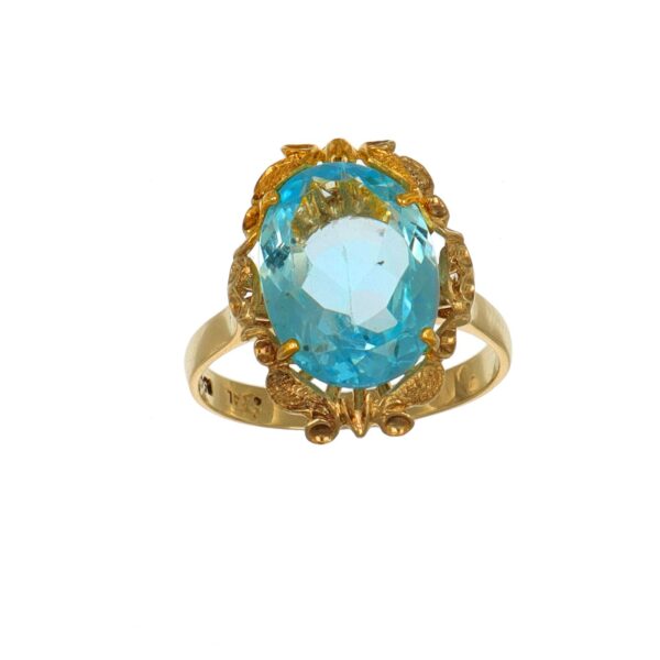 Anello oro giallo con zircone celeste