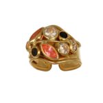 Anello oro giallo con zirconi colorati