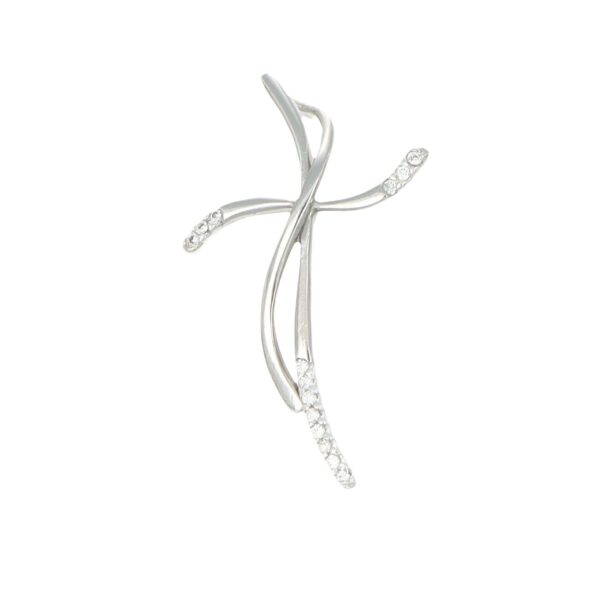 Ciondolo oro bianco croce con zirconi bianchi