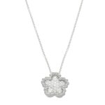 Collana oro bianco con ciondolo fiore con diamanti alfieri e st john