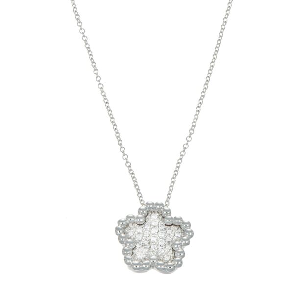 Collana oro bianco con ciondolo fiore con diamanti alfieri e st john