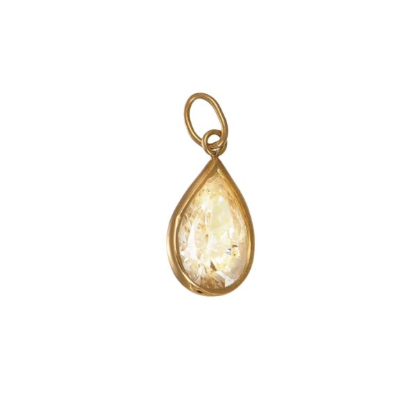 Ciondolo oro giallo goccia con zircone bianco