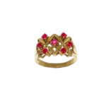 Anello oro giallo con zirconi ciclamino
