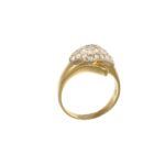 Anello due ori pavee con zirconi bianchi