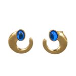 Orecchini oro giallo con zircone blu cabochon mdc