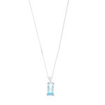 Collana oro bianco con zircone celeste e bianco gold planet