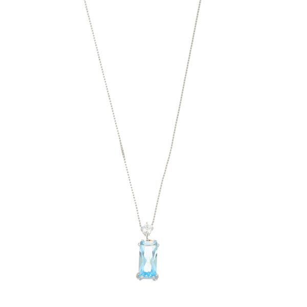 Collana oro bianco con zircone celeste e bianco gold planet