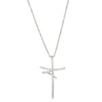 Collana oro bianco con ciondolo croce con zirconi