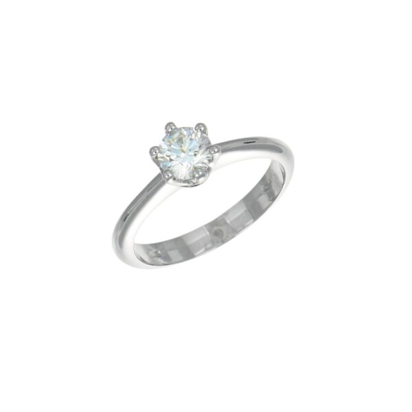 Anello oro bianco solitario con diamante