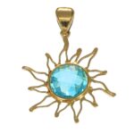 Ciondolo oro giallo sole con zircone celeste taglio briole