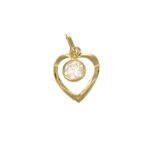 Ciondolo oro giallo cuore con zircone bianco