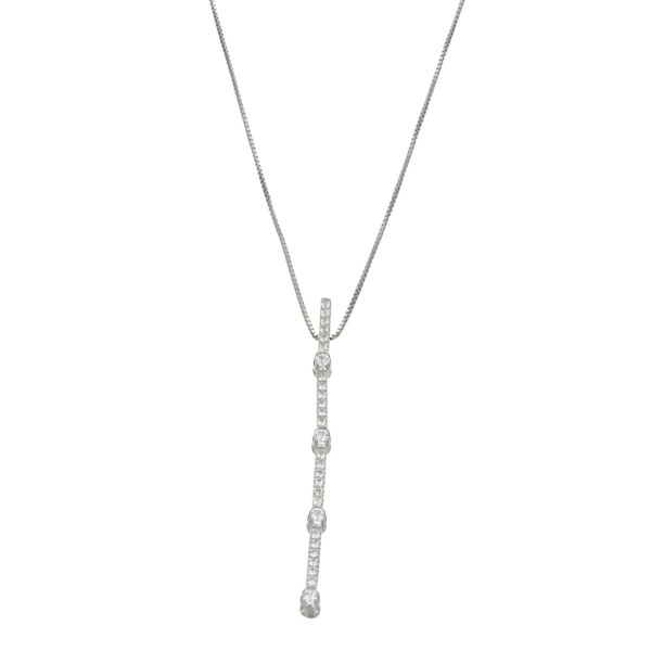 Collana oro bianco con pendente fantin simil tennis con zirconi