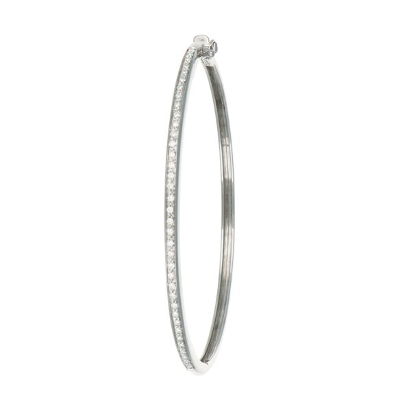 Bracciale oro bianco rigido con diamanti d&d gioielli