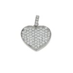 Ciondolo oro bianco cuore con zirconi