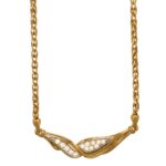 Collana oro giallo con centrale due ori con zirconi bianchi