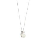 Collana oro bianco con perla e zircone