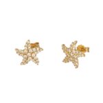 Orecchini oro giallo stella con zirconi bianchi