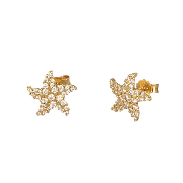 Orecchini oro giallo stella con zirconi bianchi