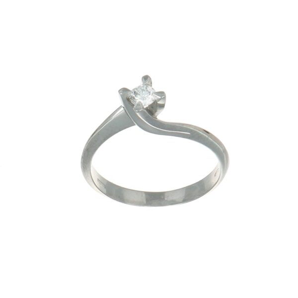 Anello oro bianco solitario con diamante