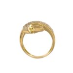 Anello oro giallo incrociato con zirconi