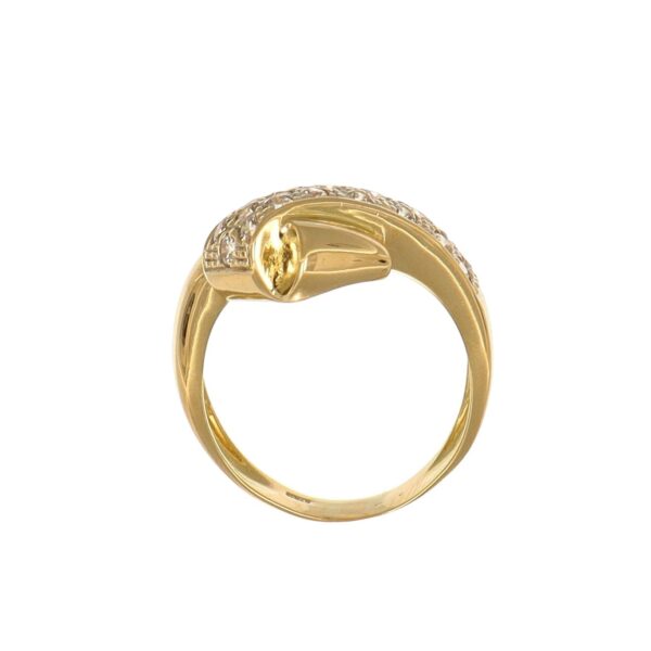 Anello oro giallo incrociato con zirconi