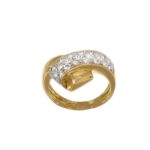Anello oro giallo incrociato con zirconi
