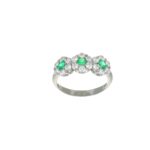 Anello oro bianco tre fiori con zirconi
