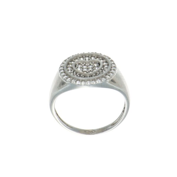 Anello oro bianco con cuori e zirconi bianchi  chevalier
