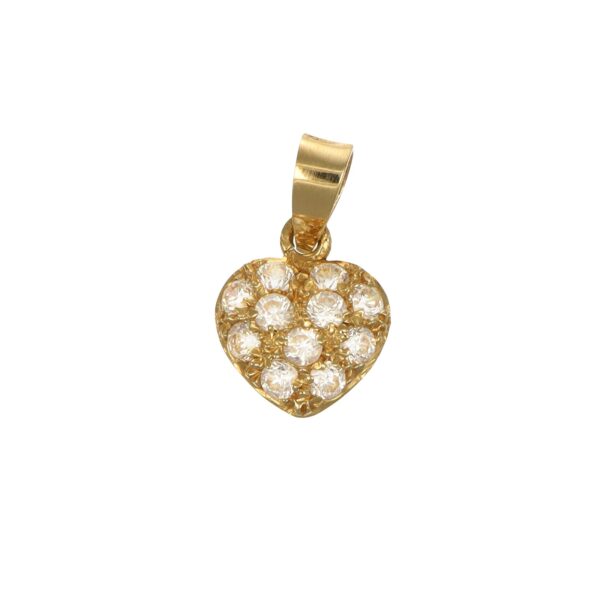 Ciondolo oro giallo cuore con zirconi