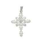 Ciondolo oro bianco croce con zirconi taglio marquise