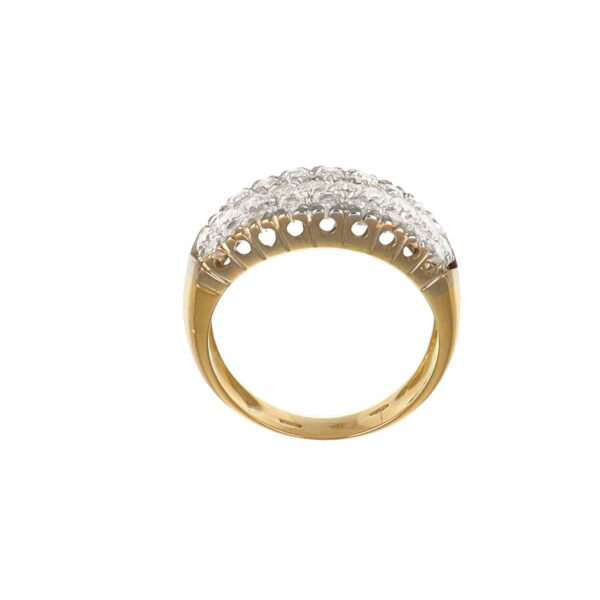 Anello due ori con pavee zirconi bianchi