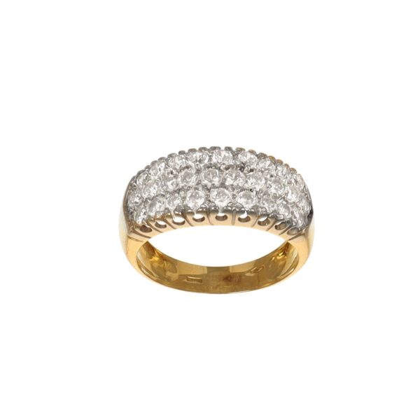 Anello due ori con pavee zirconi bianchi