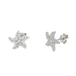 Orecchini oro bianco stella con zirconi bianchi
