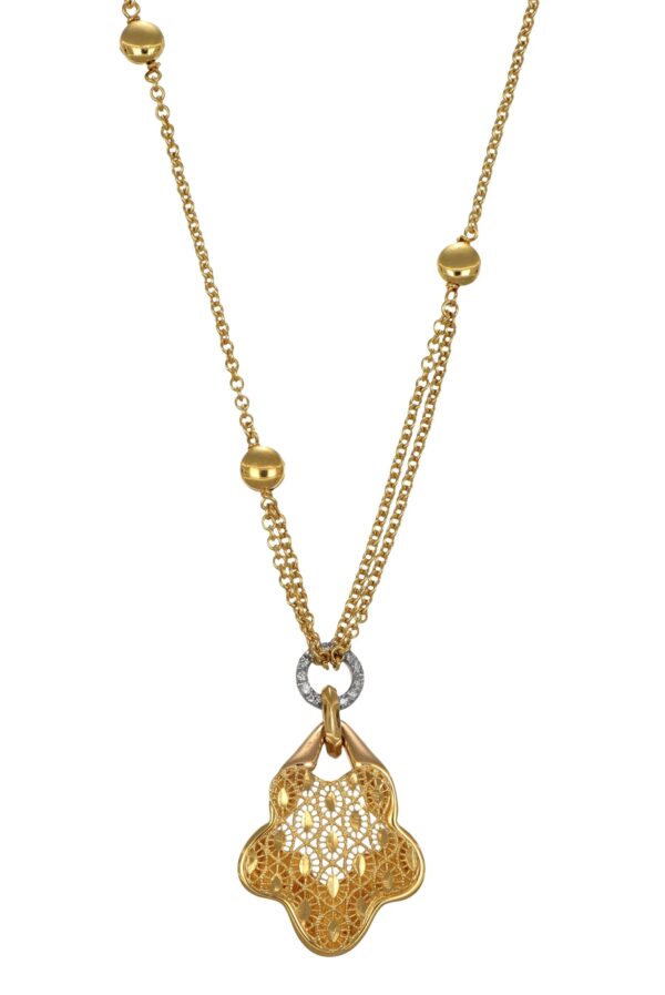 Collana due ori con pendente e zirconi bianchi il gioiello