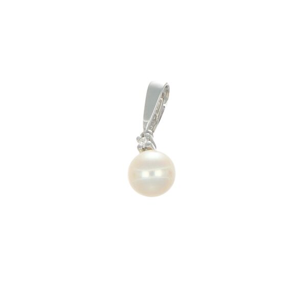 Ciondolo oro bianco con perla e diamanti