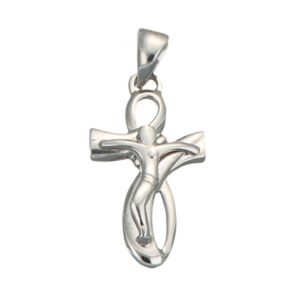 CIONDOLO ORO BIANCO CROCE CON GESU