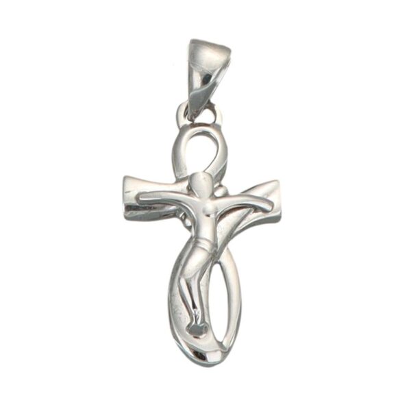 CIONDOLO ORO BIANCO CROCE CON GESU