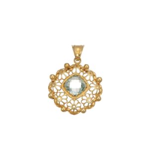 CIONDOLO ORO GIALLO CON TOPAZIO AZZURRO