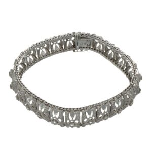 BRACCIALE ORO BIANCO LUCIDO SATINATO CON ZIRCONI