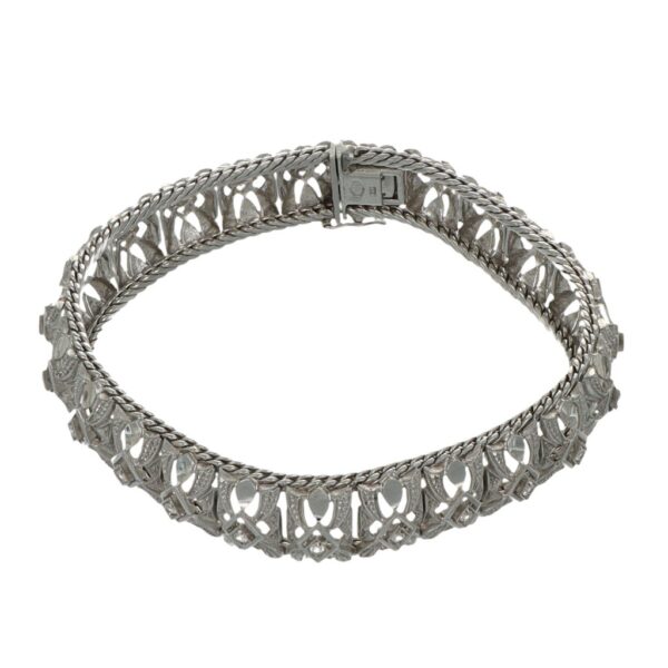 BRACCIALE ORO BIANCO LUCIDO SATINATO CON ZIRCONI