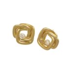 ORECCHINI ORO GIALLO QUADRATO CON ZIRCONE BIANCO