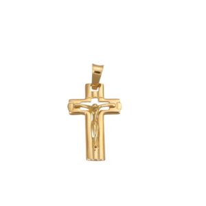 CIONDOLO ORO GIALLO CROCE CON GESU