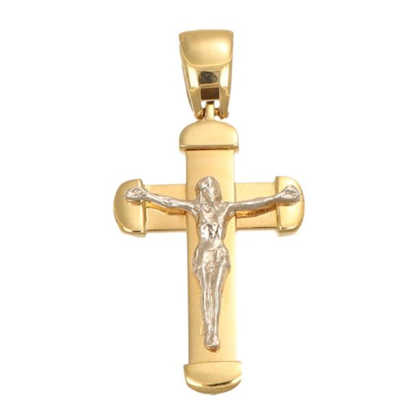 CIONDOLO DUE ORI CROCE CON GESU