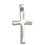 CIONDOLO ORO BIANCO CROCE LUCIDA SATINATA