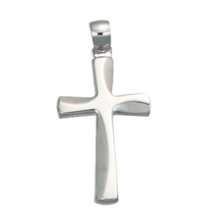 CIONDOLO ORO BIANCO CROCE LUCIDA SATINATA